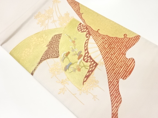 JAPANESE FUKURO OBI / KINSAI / EMBROIDERY / WEEPING SAKURA